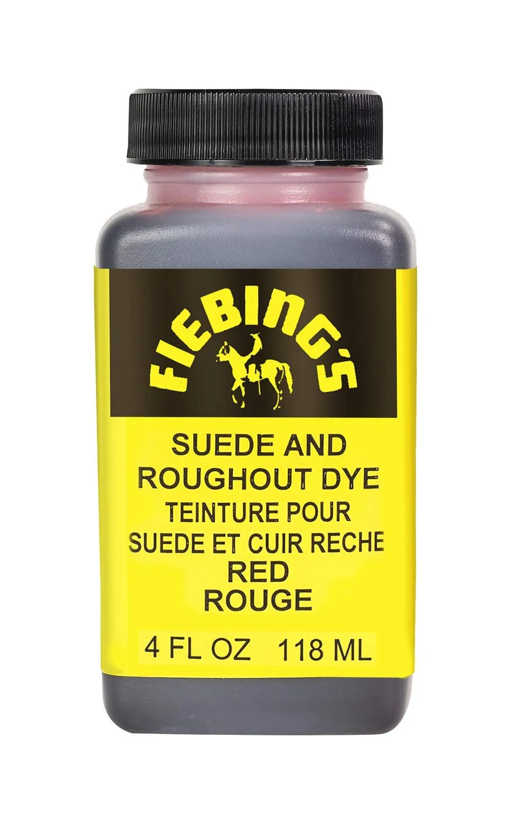 Fiebing's Black Suede Dye (4 oz) - Recolor, Brighten & Restore Suede & Roughout Leather Shoes, Furniture, Purse - Includes Wool Dauber for Easy Application - Flexible When Dry, Won't Crack or Peel