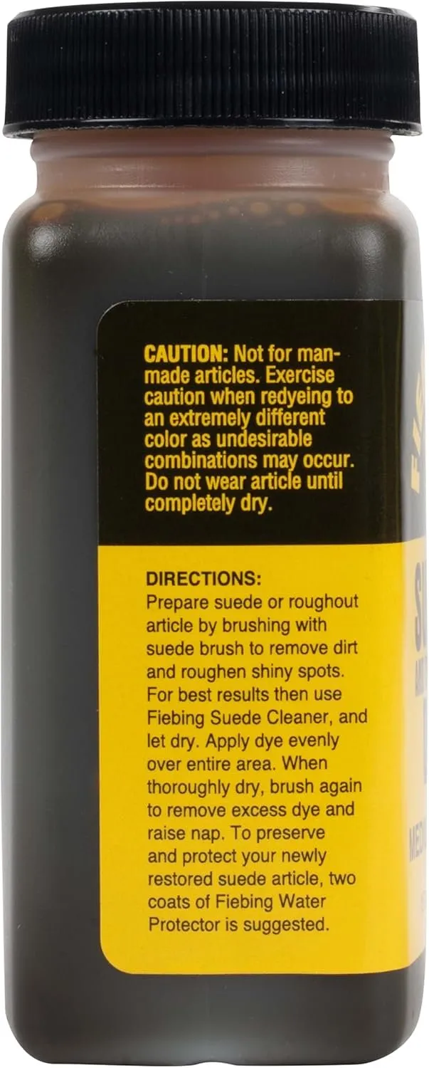 Fiebing's Black Suede Dye (4 oz) - Recolor, Brighten & Restore Suede & Roughout Leather Shoes, Furniture, Purse - Includes Wool Dauber for Easy Application - Flexible When Dry, Won't Crack or Peel