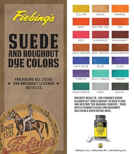 Fiebing's Black Suede Dye (4 oz) - Recolor, Brighten & Restore Suede & Roughout Leather Shoes, Furniture, Purse - Includes Wool Dauber for Easy Application - Flexible When Dry, Won't Crack or Peel