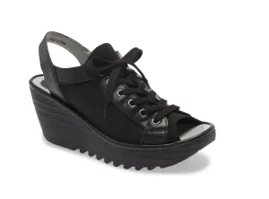 Fly London YEDU158FLY Sling Back Laced Sandal - Black