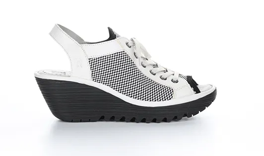 Fly London YEDU158FLY Sling Back Laced Sandal - White/Black