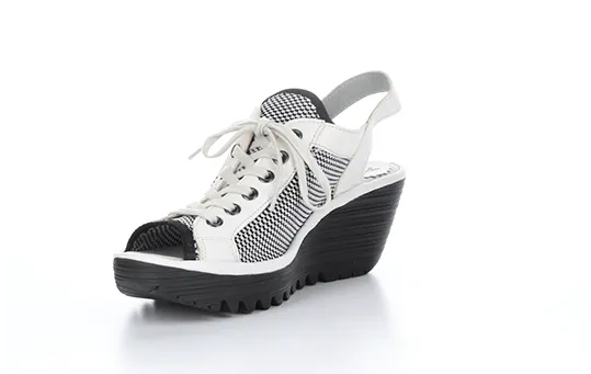 Fly London YEDU158FLY Sling Back Laced Sandal - White/Black