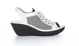 Fly London YEDU158FLY Sling Back Laced Sandal - White/Black