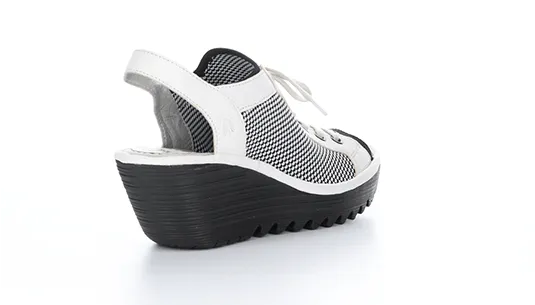 Fly London YEDU158FLY Sling Back Laced Sandal - White/Black