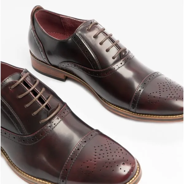 FRANCIS Mens Oxford Lace Up Shoes Oxblood