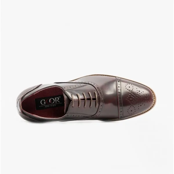 FRANCIS Mens Oxford Lace Up Shoes Oxblood