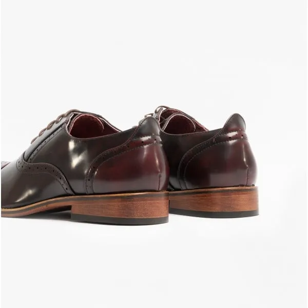 FRANCIS Mens Oxford Lace Up Shoes Oxblood