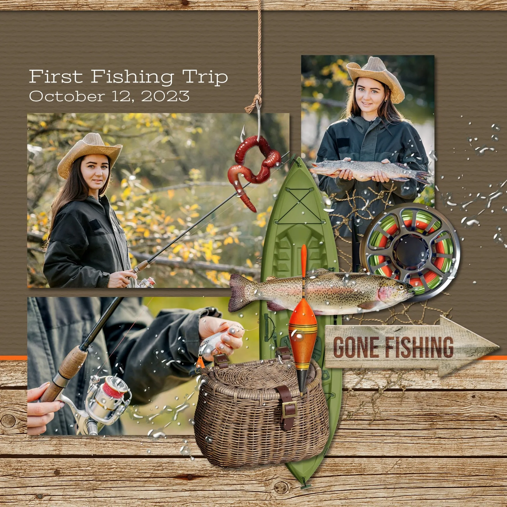 Gone Fishing Elements Digital Scrapbook Kit
