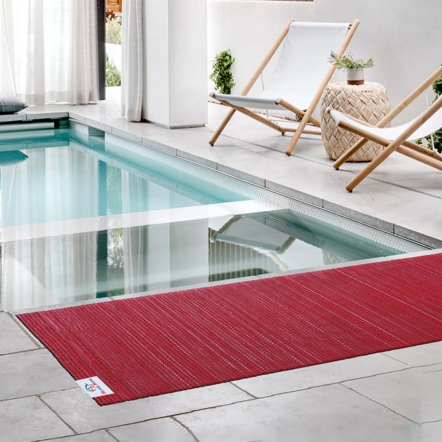 Heart Home Rubber Waterproof Anti-Skid Swimming Pool Mat|Shower Mat|Rainmat for Entrance Area,Bathroom,2 x 10 Feet (Red)