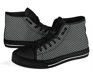 High Top Sneakers - Checkers in Black and Grey | Custom High Top Shoes, Patterned High Top Sneakers, High Top Sneakers for Women, Unisex Shoes
