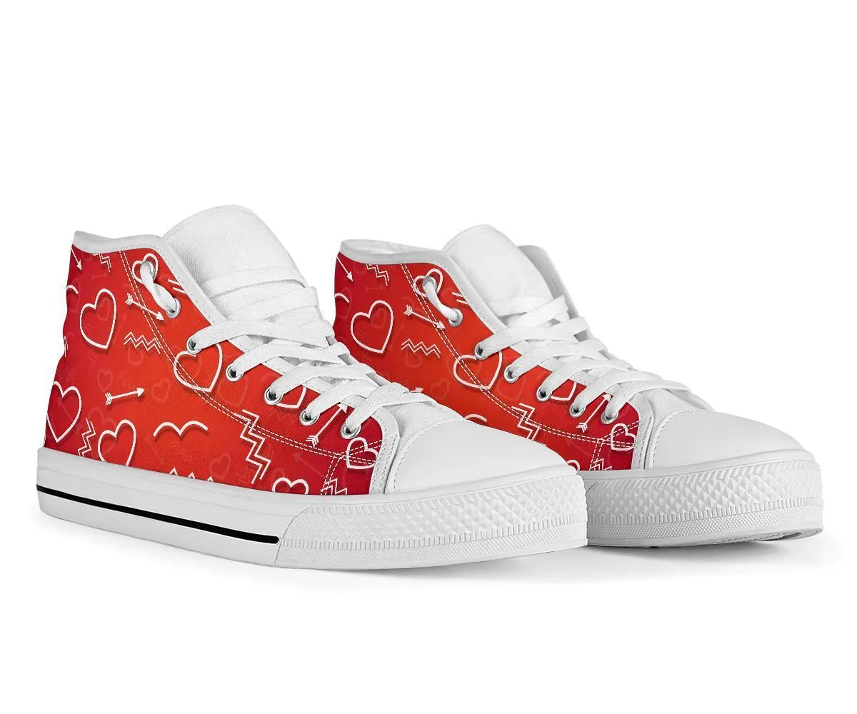 High Top Sneakers - Fall in Love | Custom High Top Shoes, Patterned High Top Sneakers, High Top Sneakers for Women, Unisex Shoes