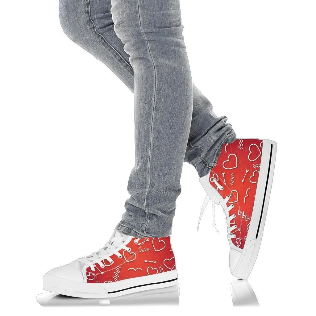 High Top Sneakers - Fall in Love | Custom High Top Shoes, Patterned High Top Sneakers, High Top Sneakers for Women, Unisex Shoes