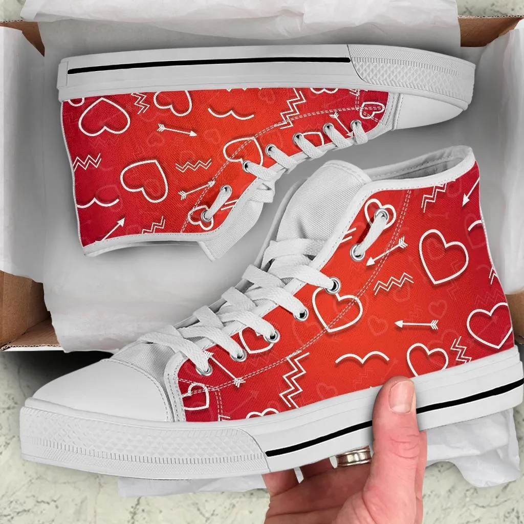 High Top Sneakers - Fall in Love | Custom High Top Shoes, Patterned High Top Sneakers, High Top Sneakers for Women, Unisex Shoes