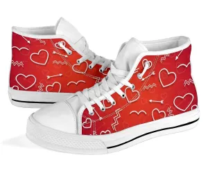 High Top Sneakers - Fall in Love | Custom High Top Shoes, Patterned High Top Sneakers, High Top Sneakers for Women, Unisex Shoes