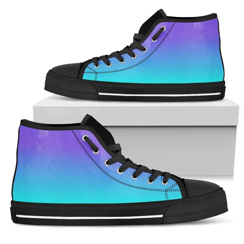 High Top Sneakers - Gradient in Purple and Turquoise | Custom High Top Shoes, Patterned High Top Sneakers, High Top Sneakers for Women, Unisex Shoes