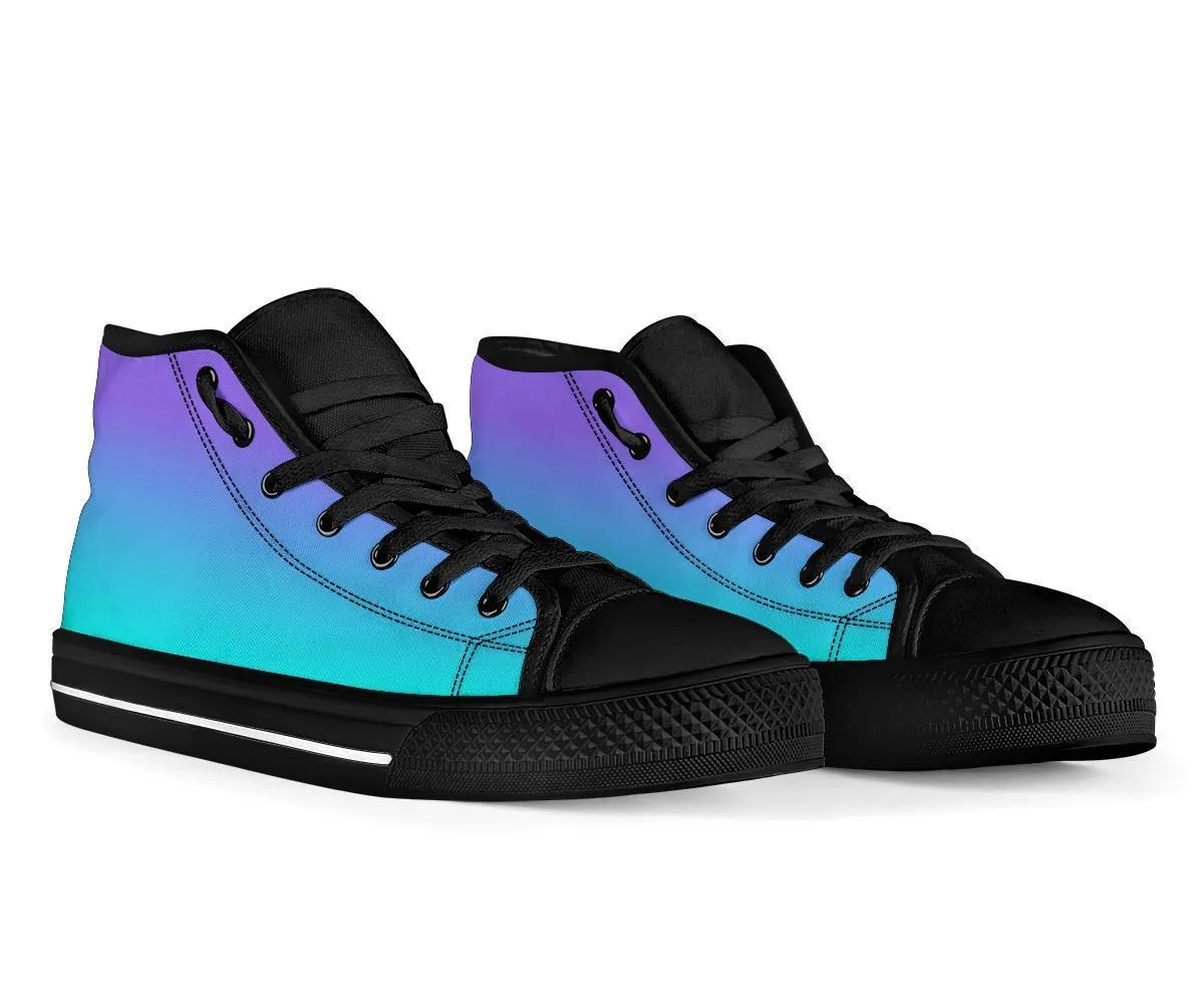 High Top Sneakers - Gradient in Purple and Turquoise | Custom High Top Shoes, Patterned High Top Sneakers, High Top Sneakers for Women, Unisex Shoes