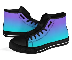 High Top Sneakers - Gradient in Purple and Turquoise | Custom High Top Shoes, Patterned High Top Sneakers, High Top Sneakers for Women, Unisex Shoes