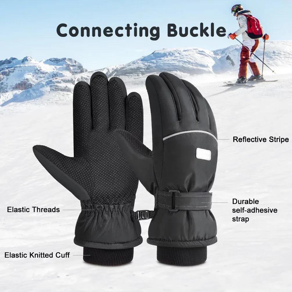 Kids Waterproof Windproof Thermal Fleece Anti Slip Mittens with Grip for Skiing Sledding Cycling & Snowboarding ZB128
