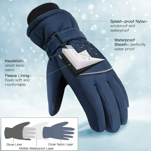 Kids Waterproof Windproof Thermal Fleece Anti Slip Mittens with Grip for Skiing Sledding Cycling & Snowboarding ZB128