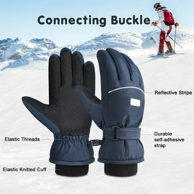 Kids Waterproof Windproof Thermal Fleece Anti Slip Mittens with Grip for Skiing Sledding Cycling & Snowboarding ZB128