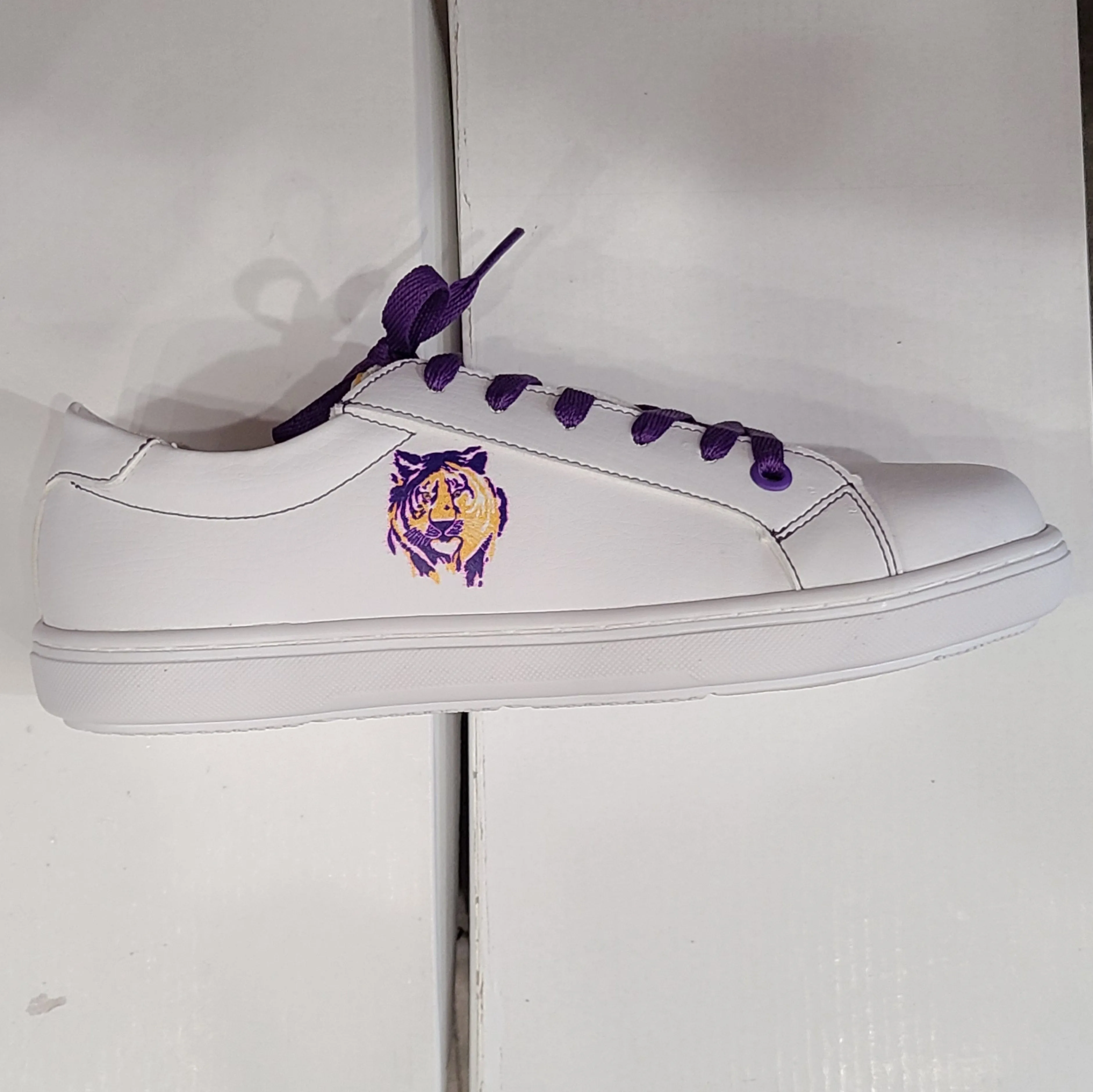 Ladies Purple & Gold Tiger Sneakers