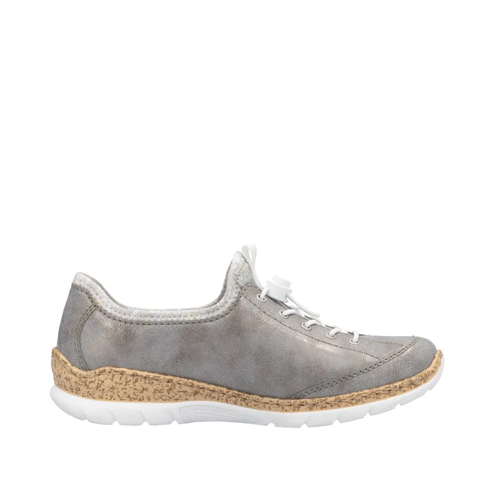 Ladies Rieker Lace Up Shoe Grey Metallic Style N4263-40