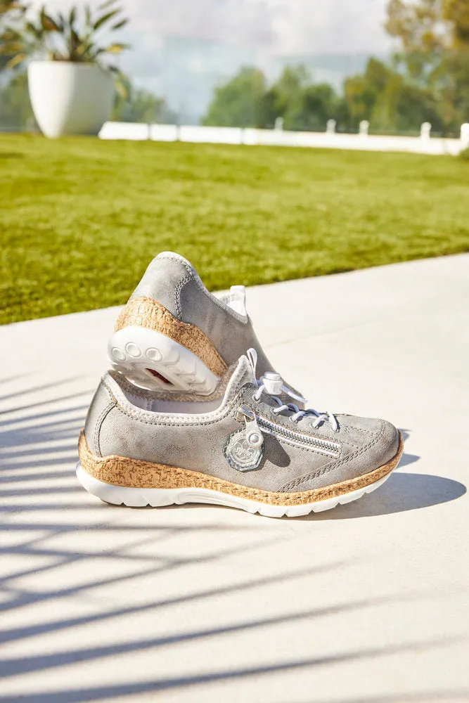 Ladies Rieker Lace Up Shoe Grey Metallic Style N4263-40