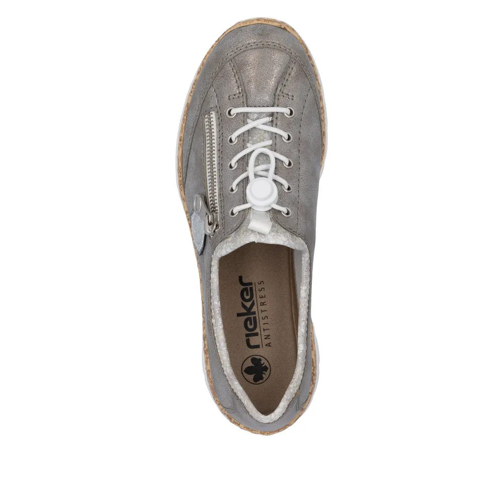 Ladies Rieker Lace Up Shoe Grey Metallic Style N4263-40