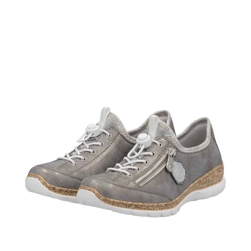 Ladies Rieker Lace Up Shoe Grey Metallic Style N4263-40