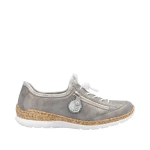 Ladies Rieker Lace Up Shoe Grey Metallic Style N4263-40