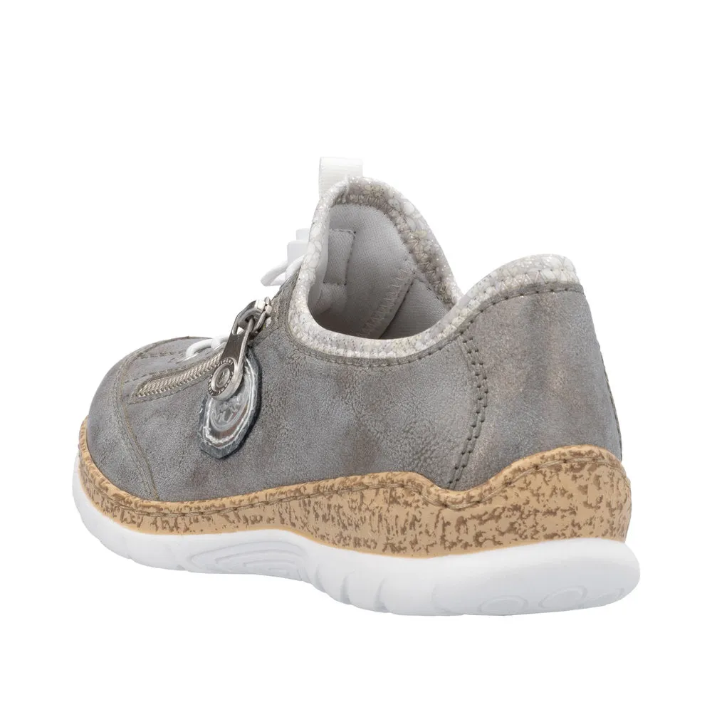 Ladies Rieker Lace Up Shoe Grey Metallic Style N4263-40