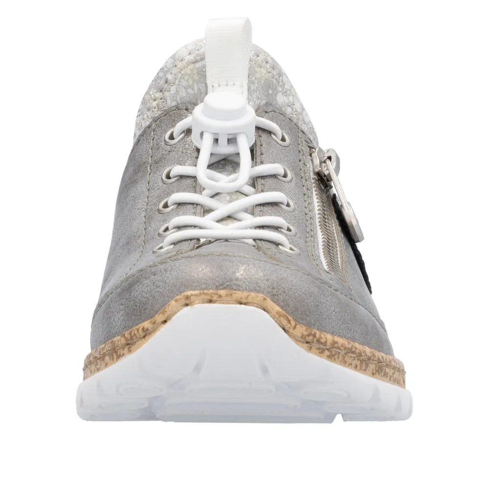 Ladies Rieker Lace Up Shoe Grey Metallic Style N4263-40
