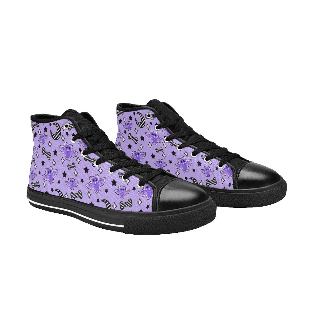 Magical Kawaii Spooky Bats Purple Men’s High Top Sneakers