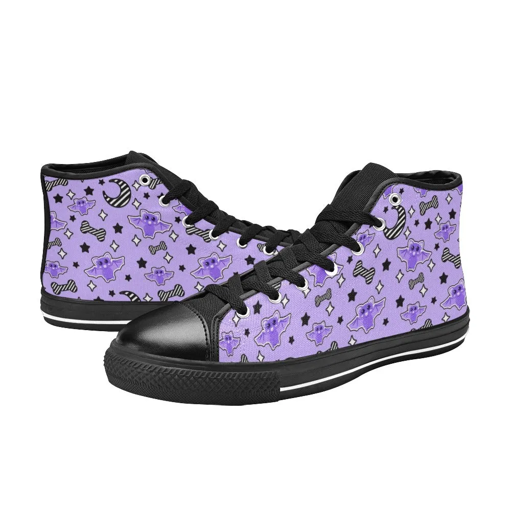 Magical Kawaii Spooky Bats Purple Men’s High Top Sneakers