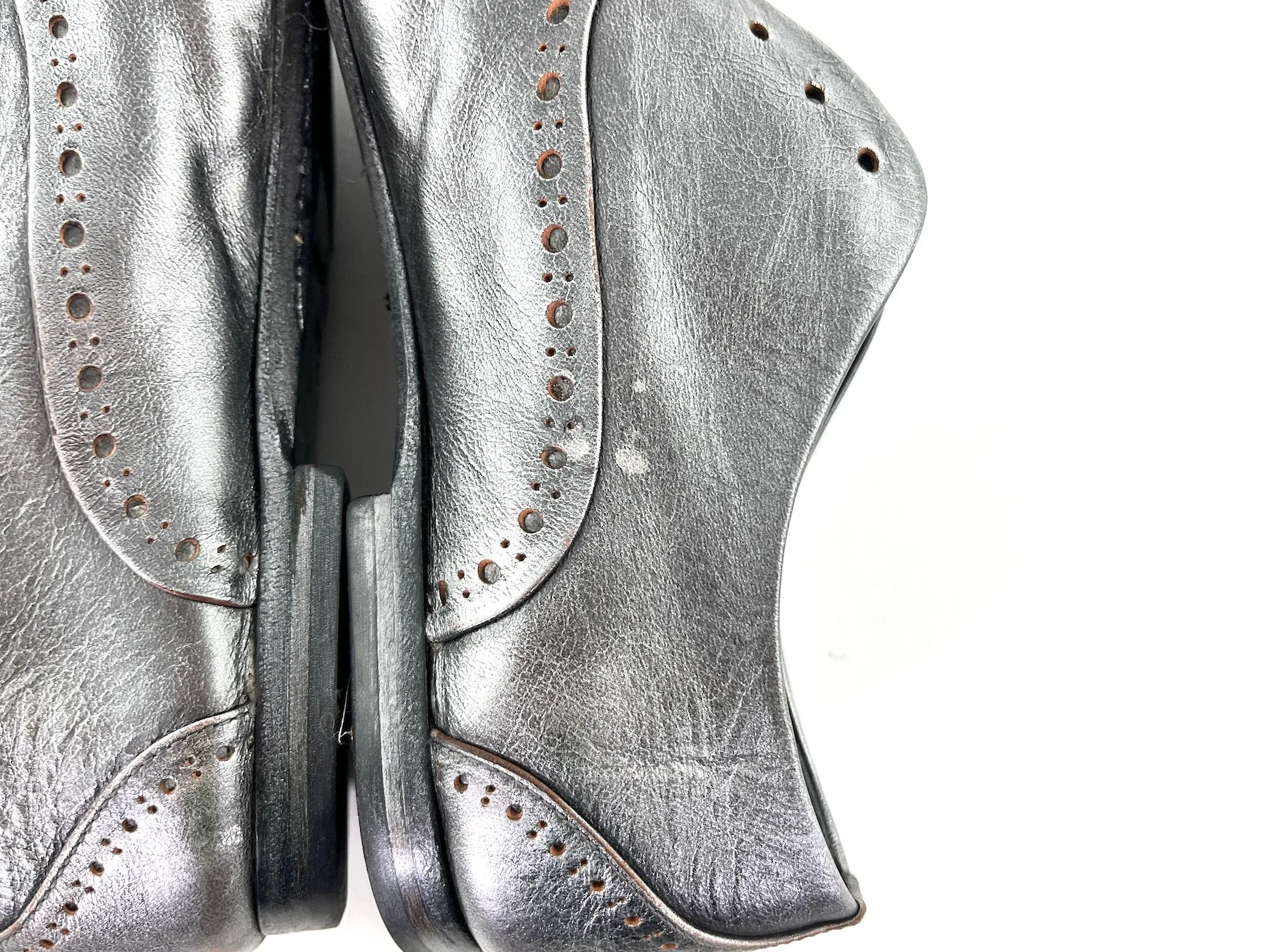 Marsell Metallic Silver Leather Loafers 38 8