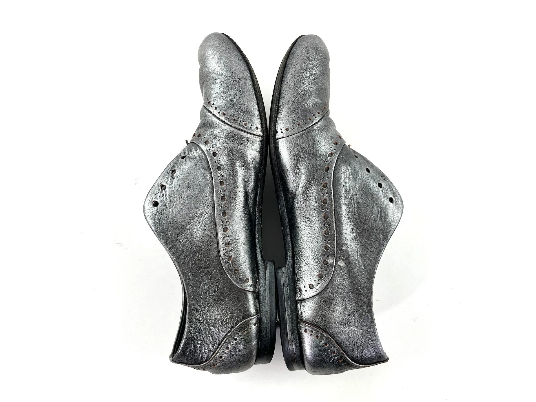 Marsell Metallic Silver Leather Loafers 38 8