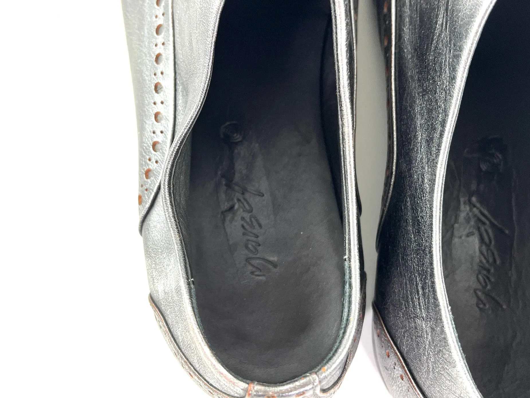 Marsell Metallic Silver Leather Loafers 38 8