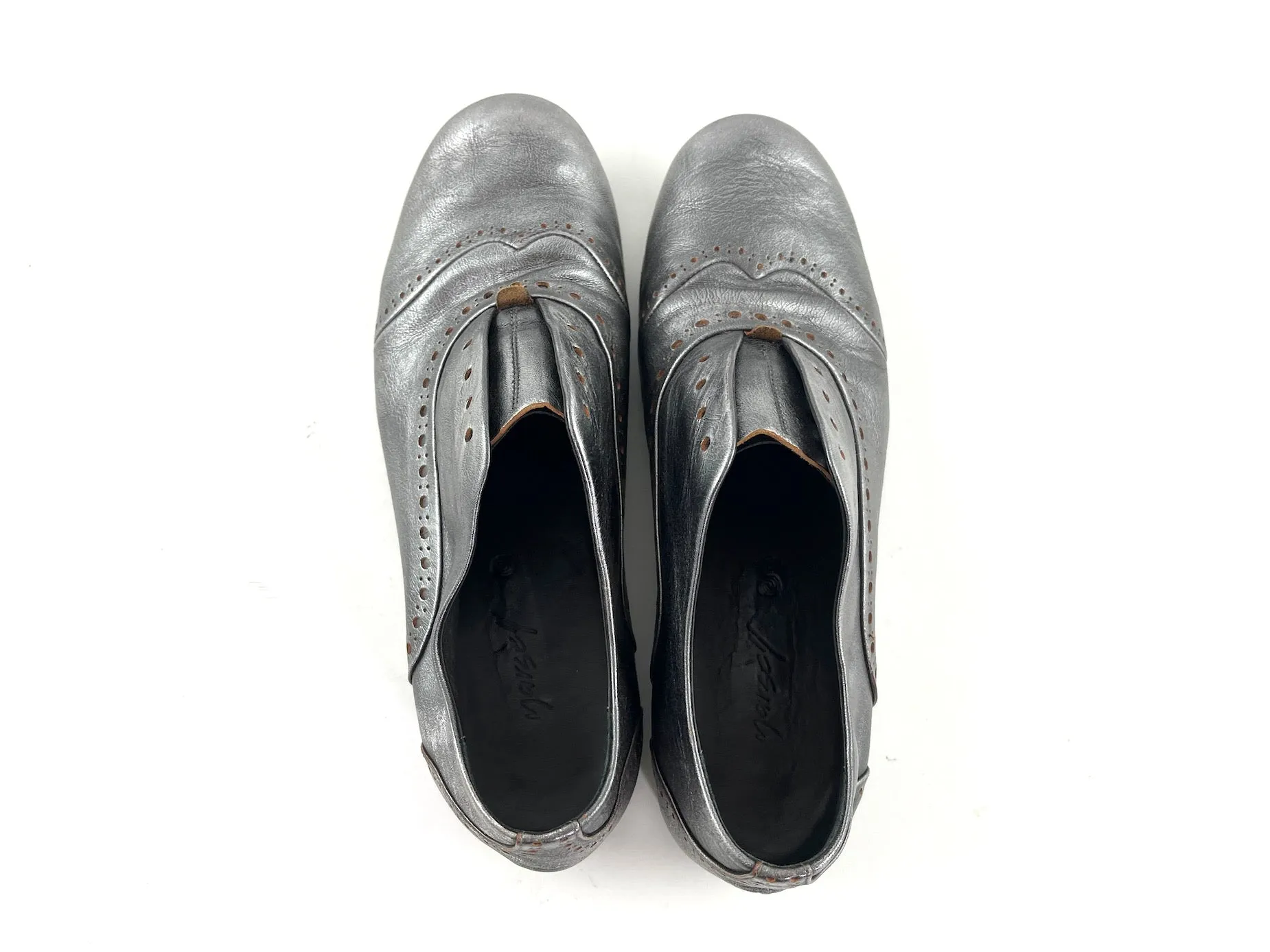 Marsell Metallic Silver Leather Loafers 38 8