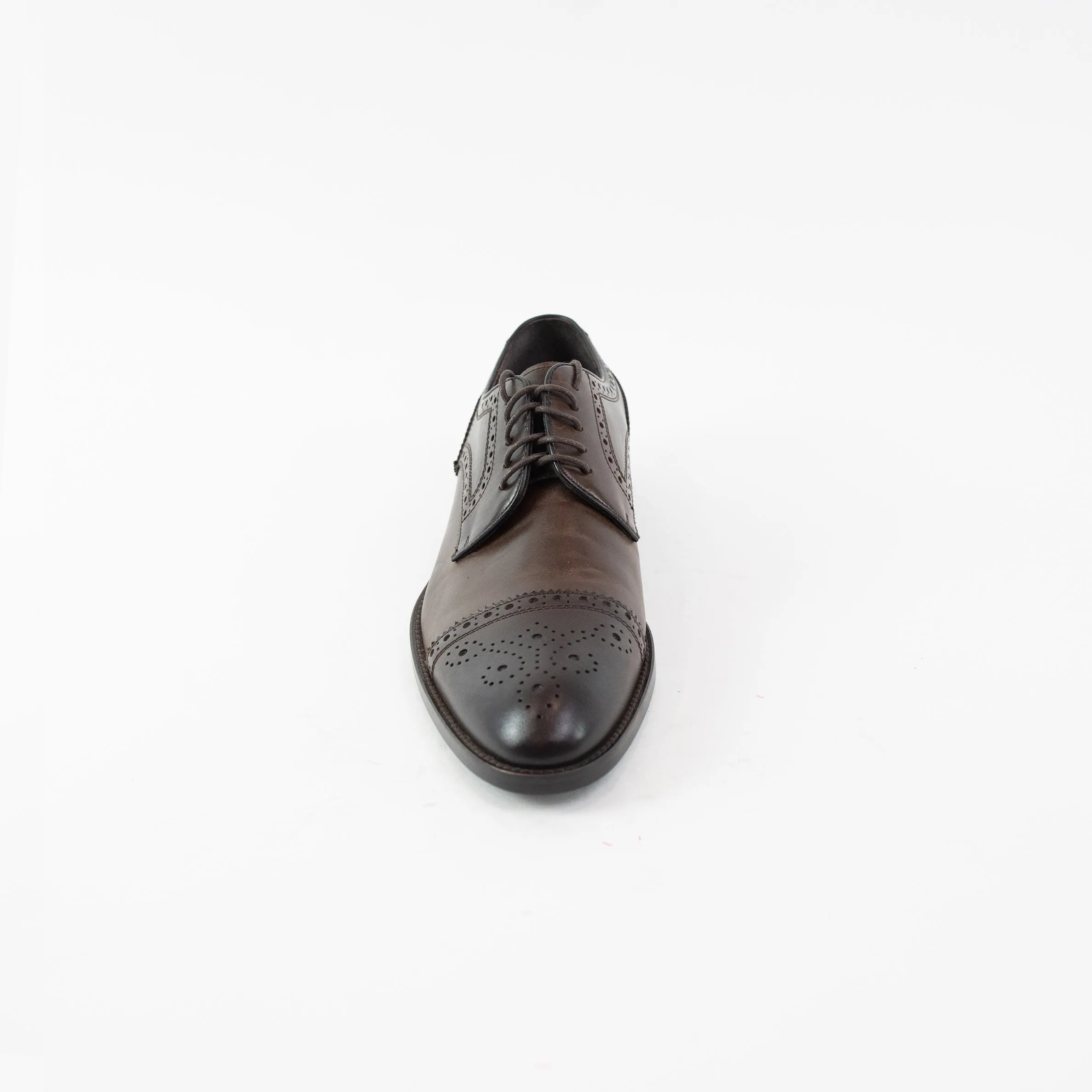 Men's Brown Semi-Brogue Cap Toe Oxford Shoes