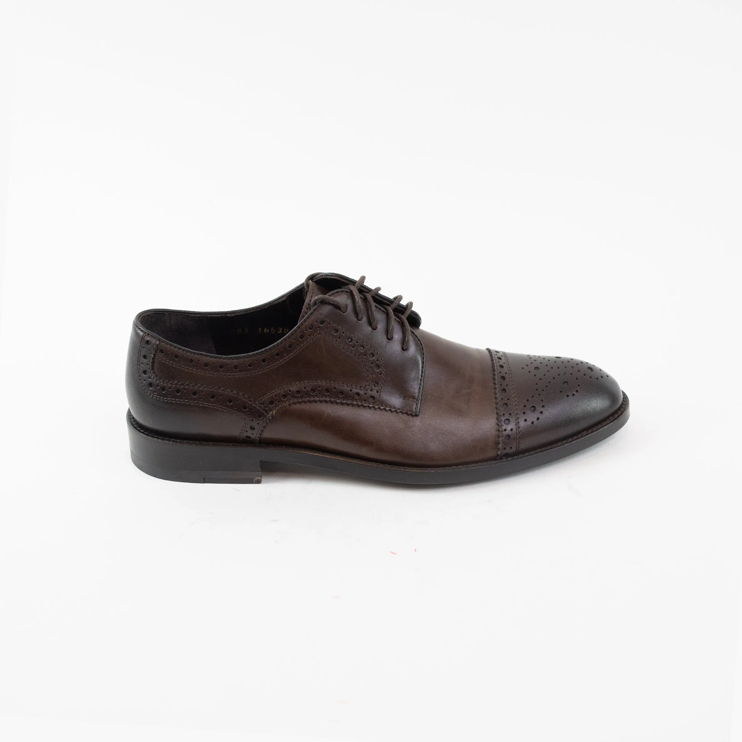 Men's Brown Semi-Brogue Cap Toe Oxford Shoes