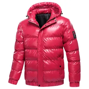 Men's Warm Lightweight Hooded Shiny Puffer Jacket