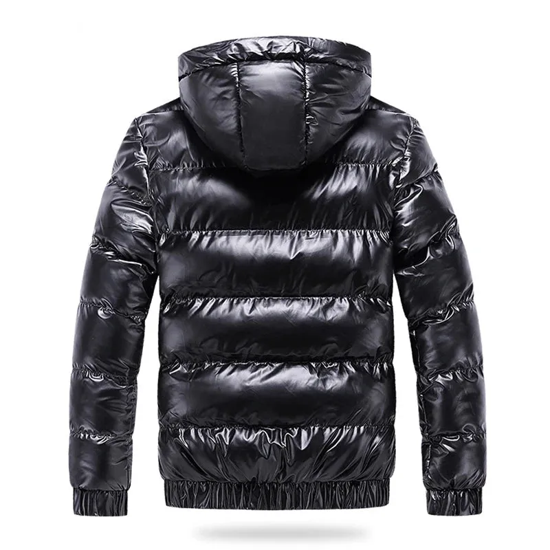 Men's Warm Lightweight Hooded Shiny Puffer Jacket