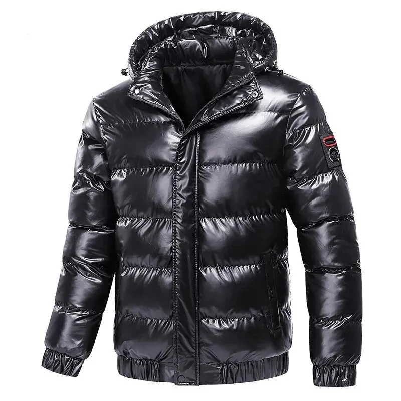 Men's Warm Lightweight Hooded Shiny Puffer Jacket