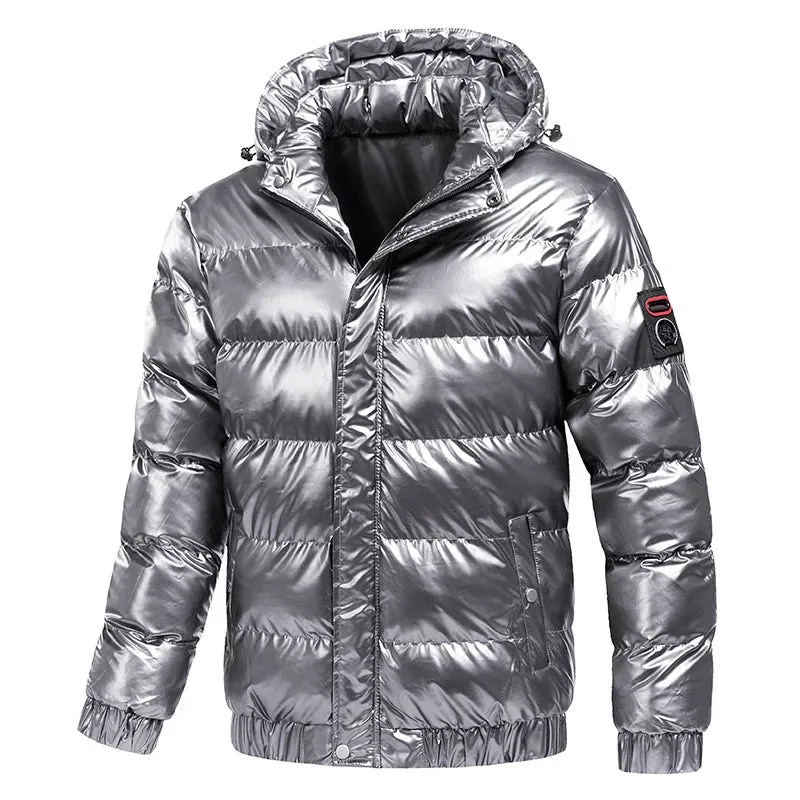 Men's Warm Lightweight Hooded Shiny Puffer Jacket