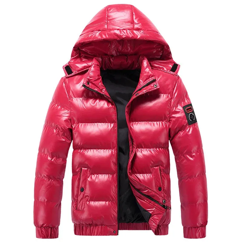 Men's Warm Lightweight Hooded Shiny Puffer Jacket