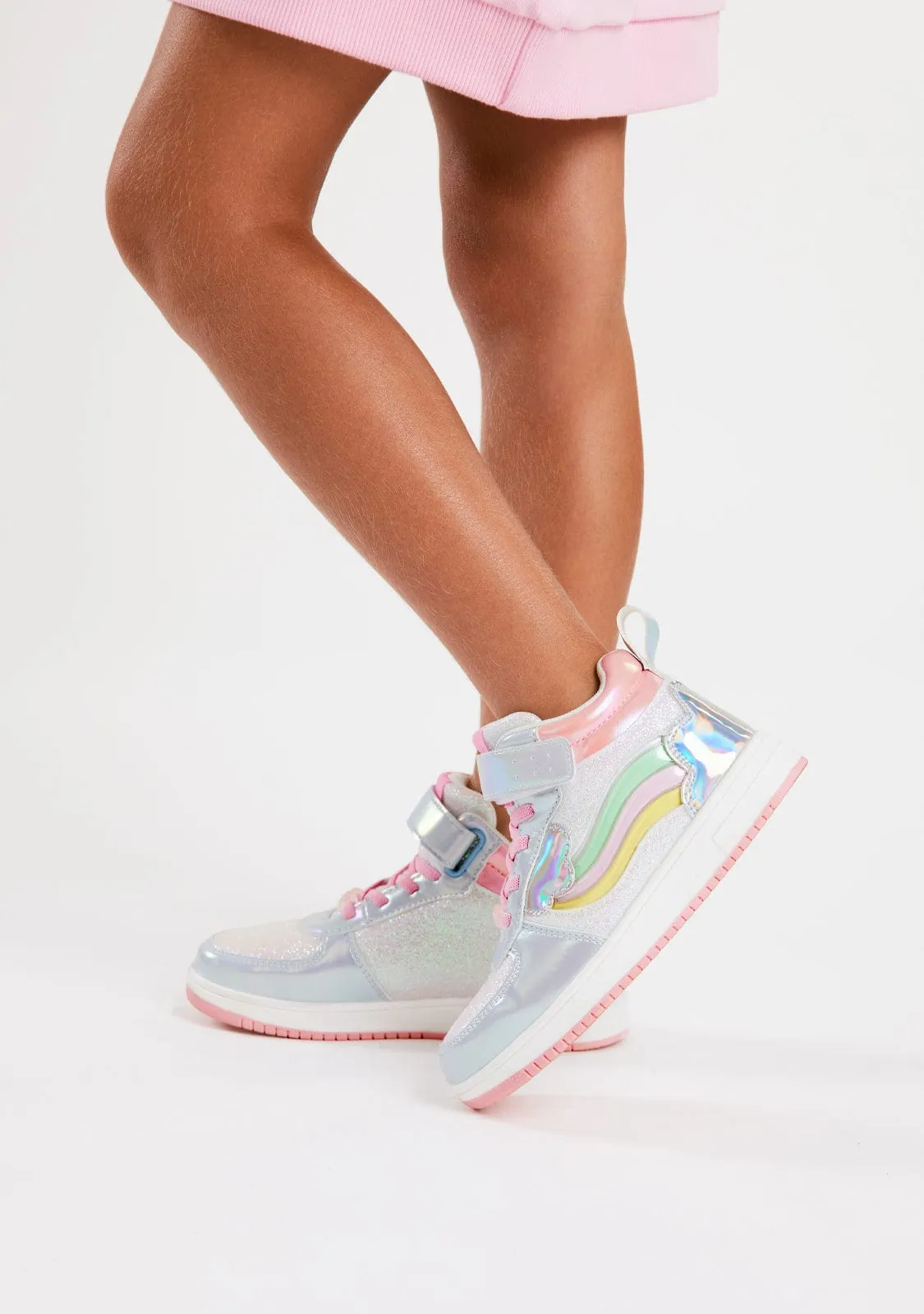 Multicolour Rainbow with lights High Top Sneakers