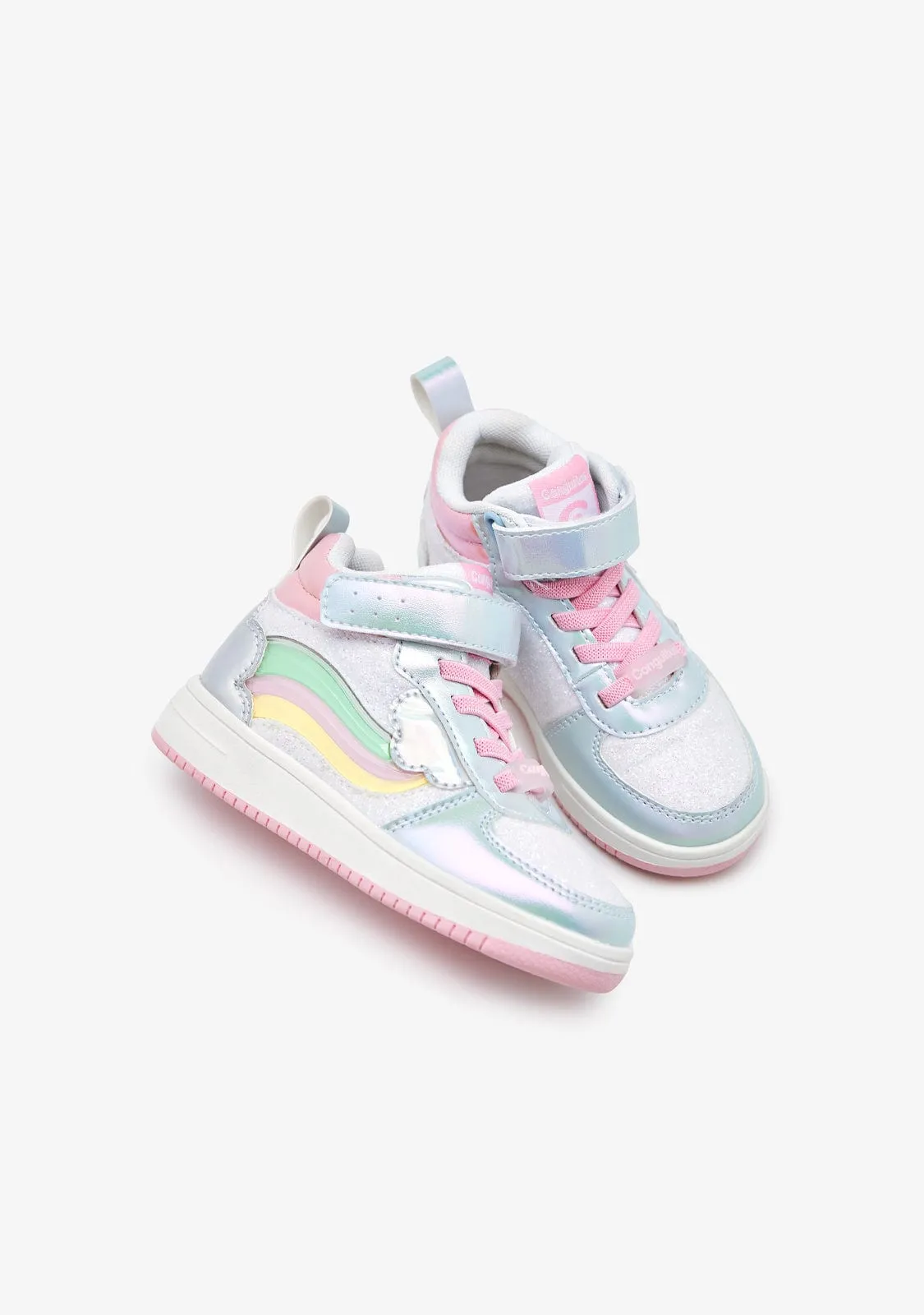 Multicolour Rainbow with lights High Top Sneakers