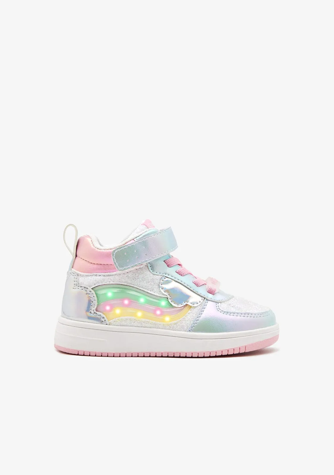 Multicolour Rainbow with lights High Top Sneakers