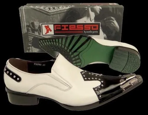 New Fiesso White/Black Dress Shoes FI 6763