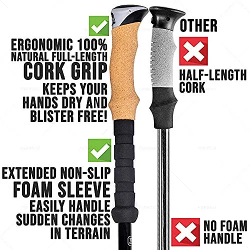 N/H 2 Pack Carbon Fiber Trekking Poles – Collapsible, Lightweight